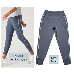 Athleta Venice Track Stripe Jogger Pants in Granite Blue - Small